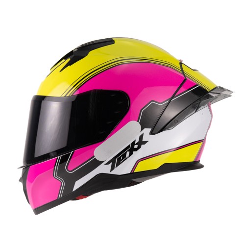 Capacete Texx Raptor Hornet Amarelo Rosa e Branco